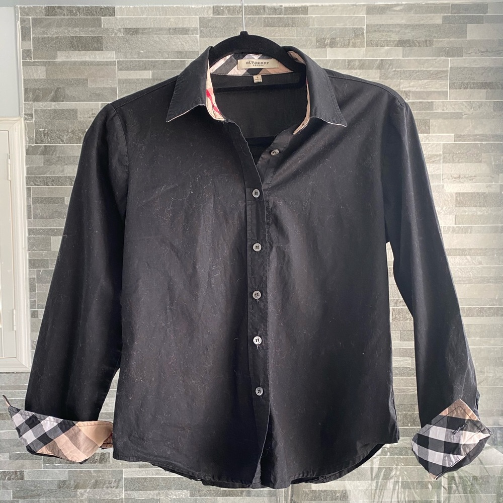 Burberry Long Sleeve Collar Dress Shirt Top Small
